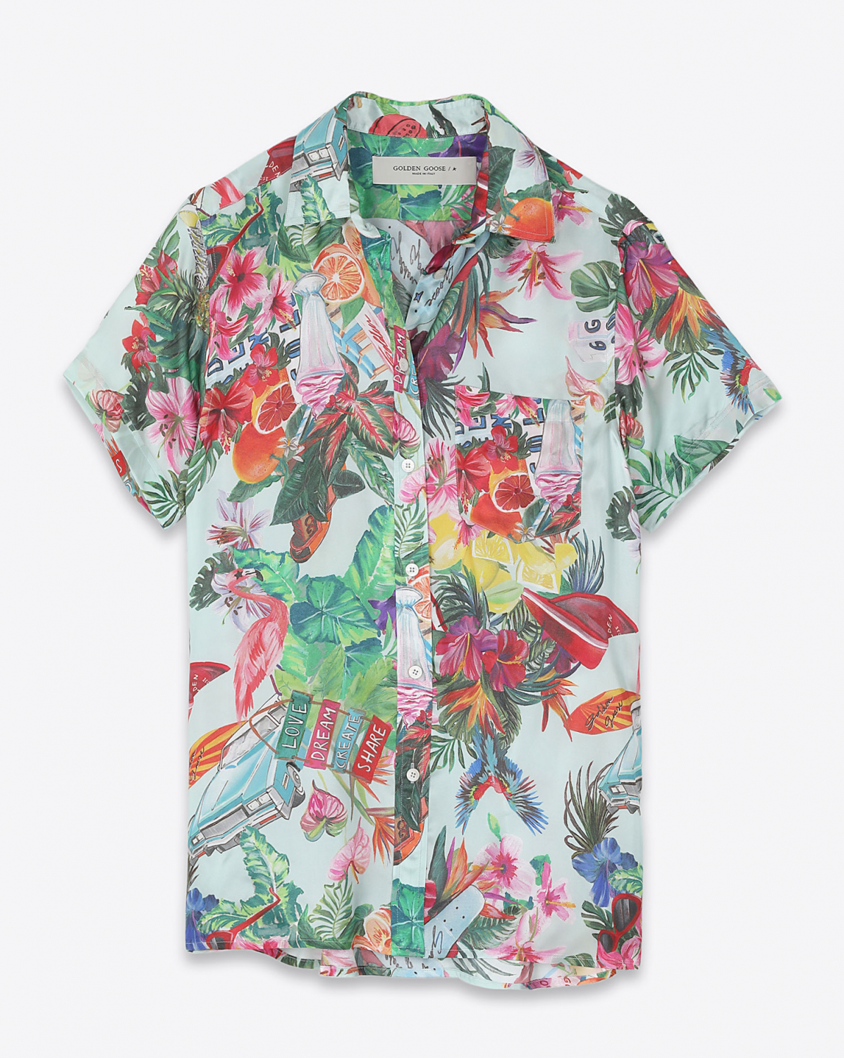 Chemise Golden Goose Vêtements Collection Shirt Miami Tropical - Morning Mist Multicolor 81626