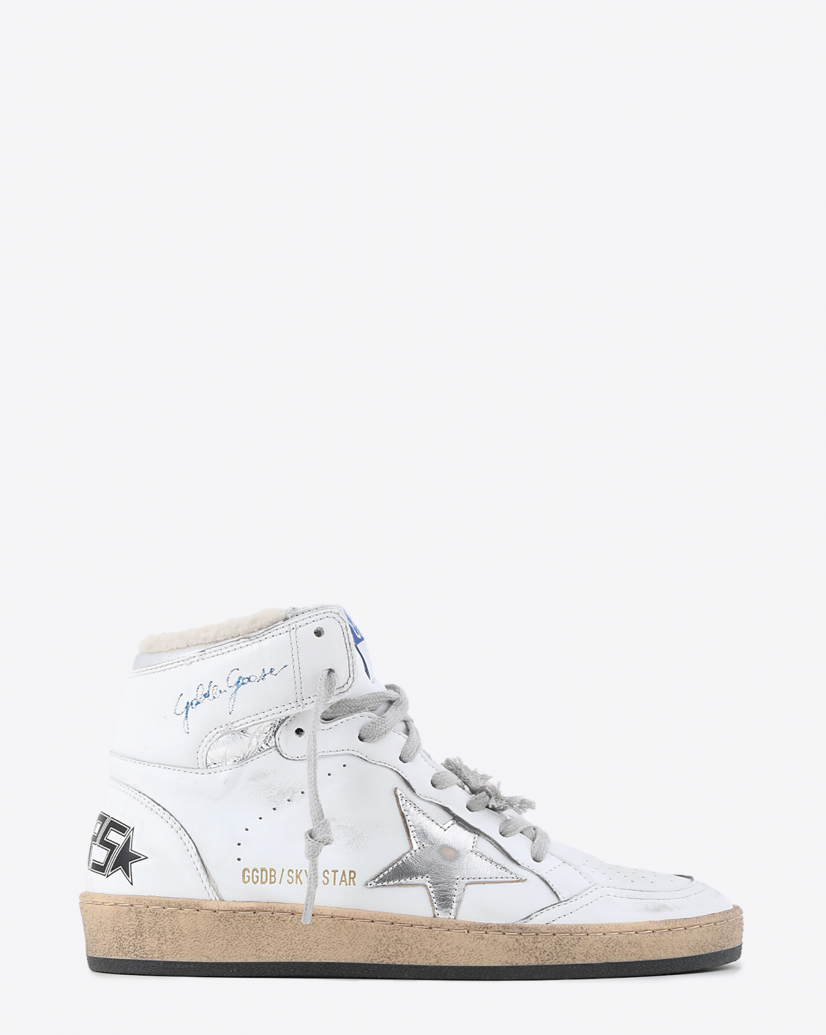 Sneakers Golden Goose Woman Permanent Sky Star Shearling White Silver 80185