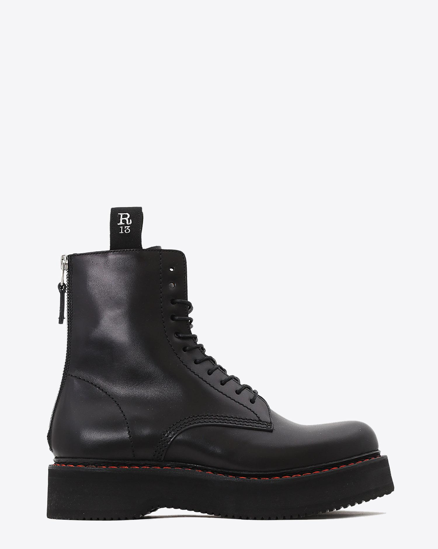 R13 Denim Boots Single Stack - Black