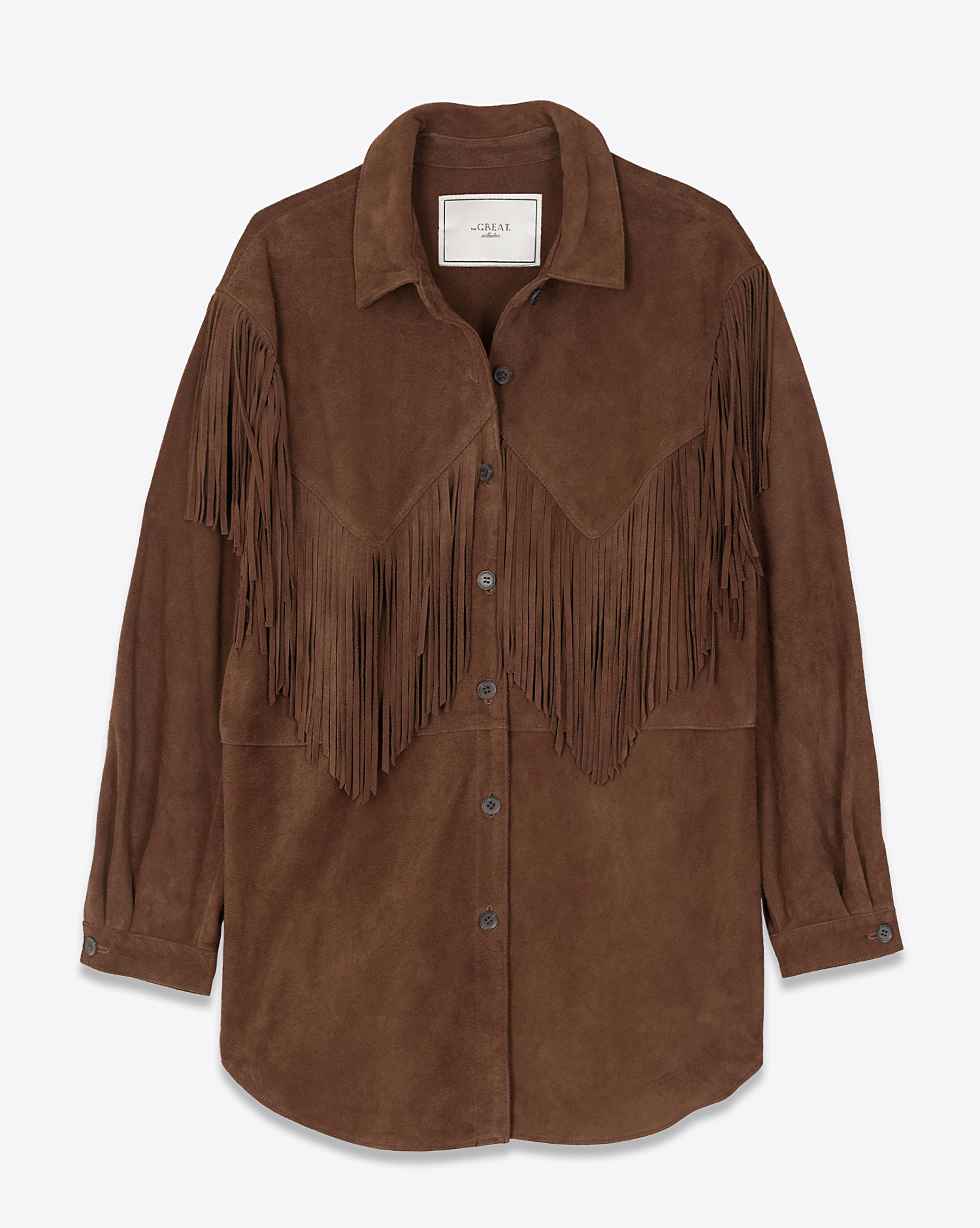 The Great Veste Franges Cuir – Suédé Cognac