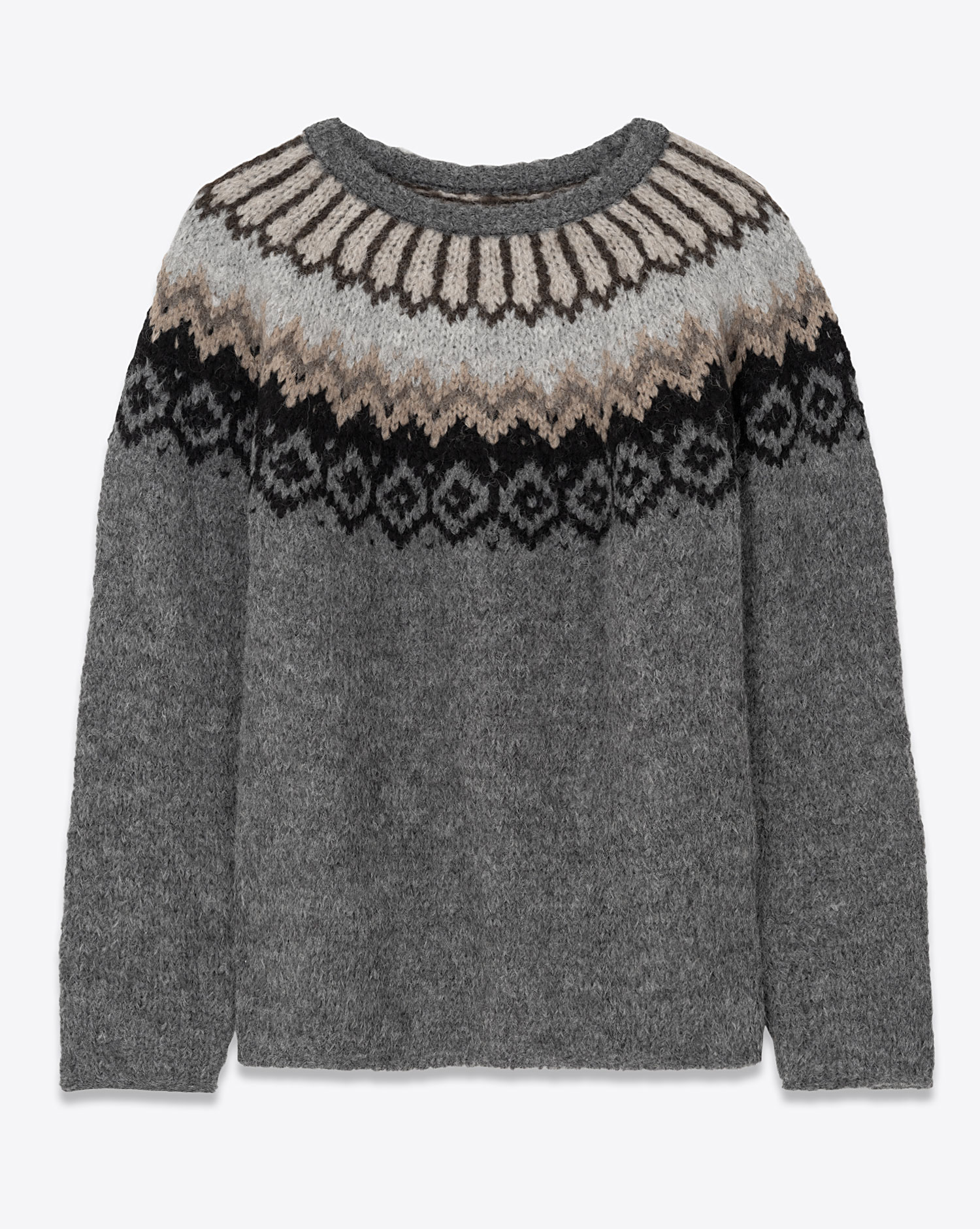 Thibault Van Der Straete Pull Alpaga Motif – Gris Foncé