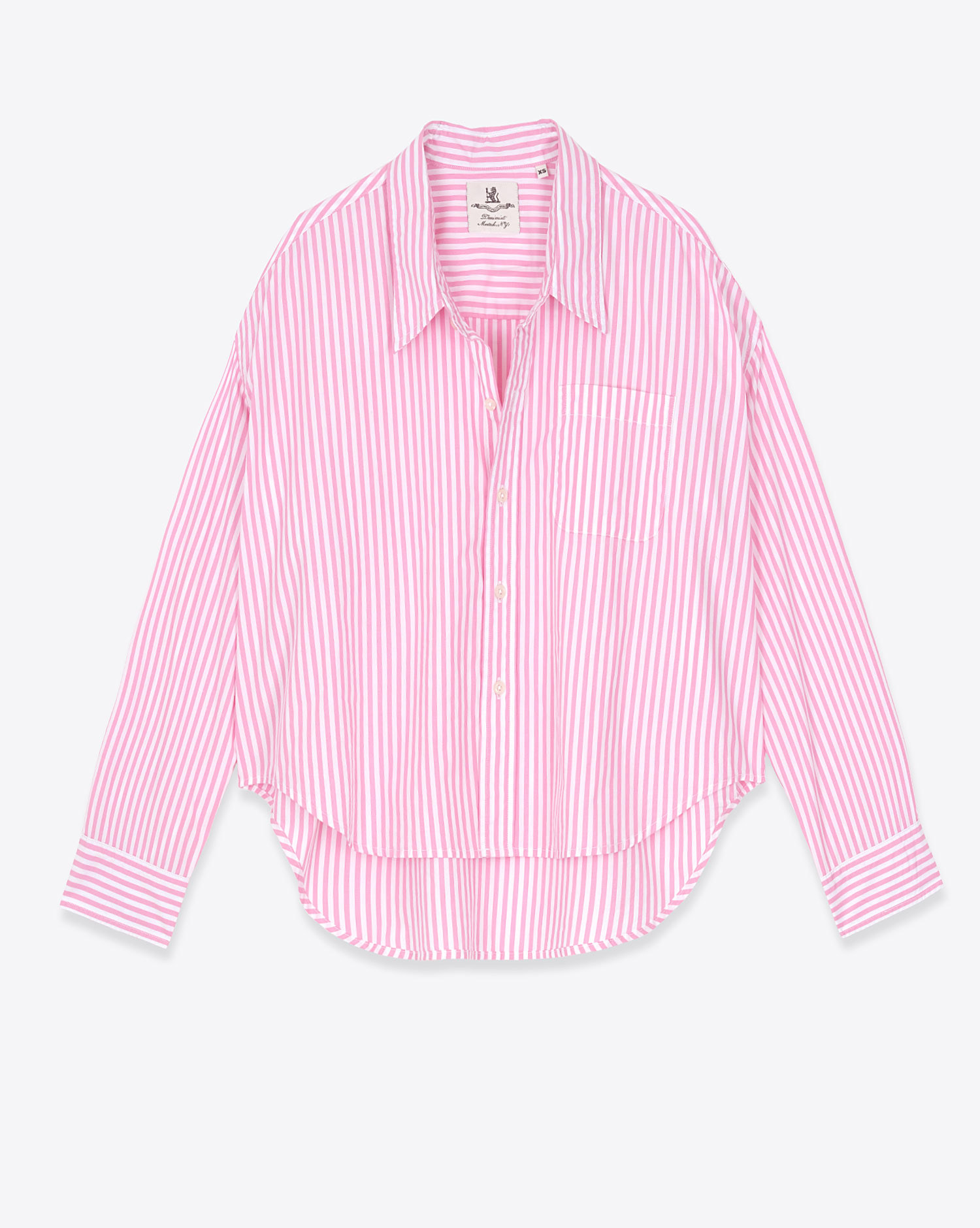 Denimist Chemise Courte – Rayé Rose Blanc
