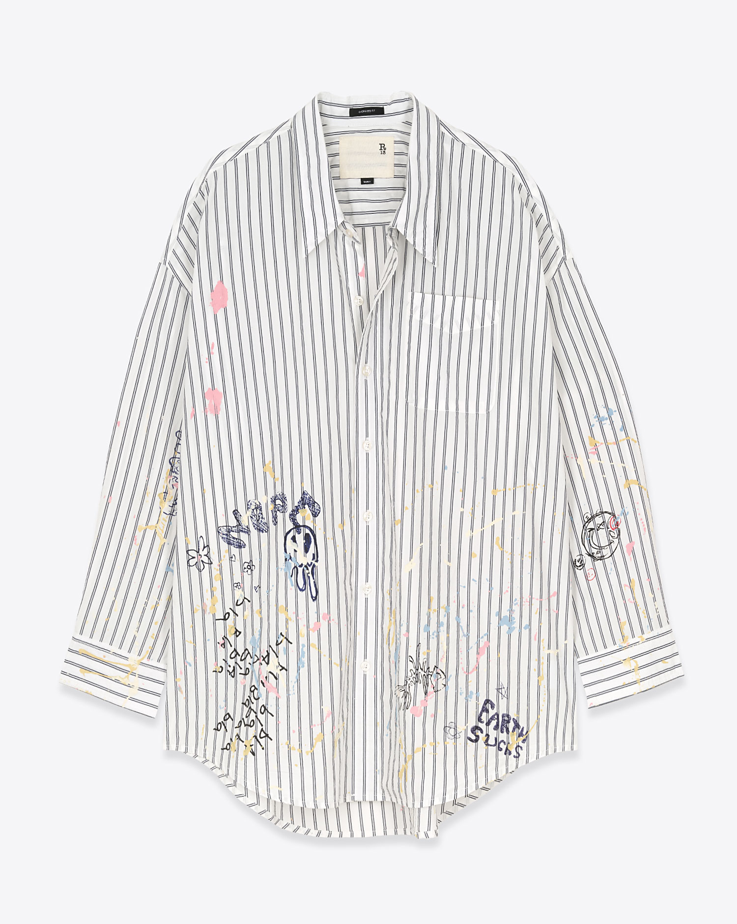 R13 Chemise Drop Neck – Rayé Marine Paint