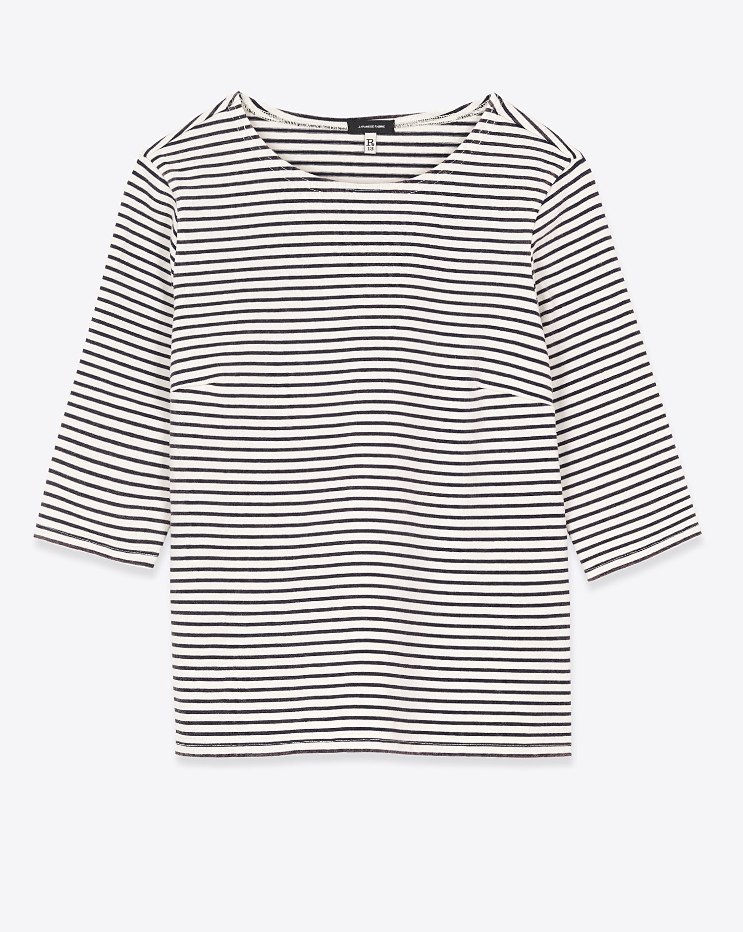R13 Tee-Shirt Marinière Elbow – Rayé Marine Ecru