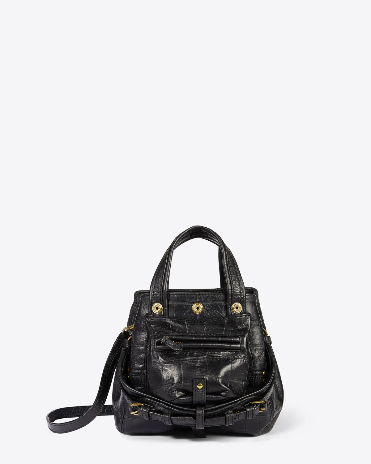Jérôme Dreyfuss Sac Billy Nano – Cuir Vachette Croco Noir