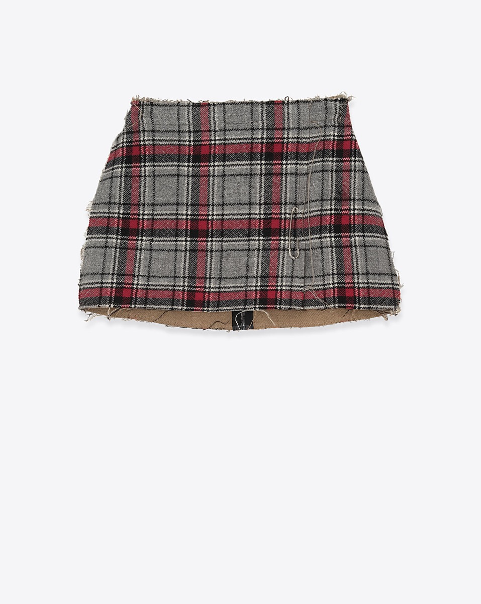 R13 Jupe Reversible Raw – Rouge Gris Plaid