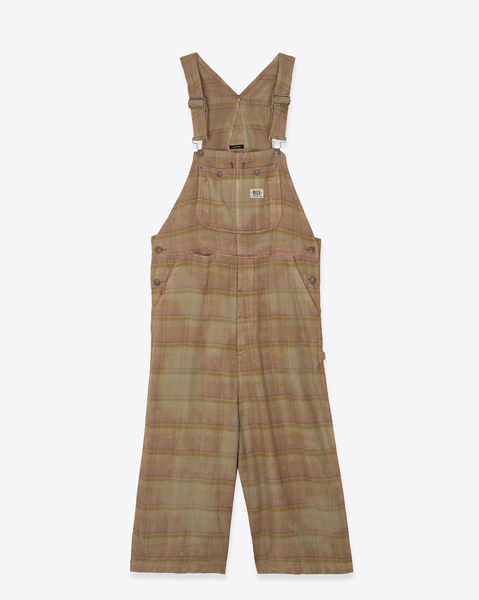 R13 Salopette Jumbo Overall – Overdyed Kaki Plaid