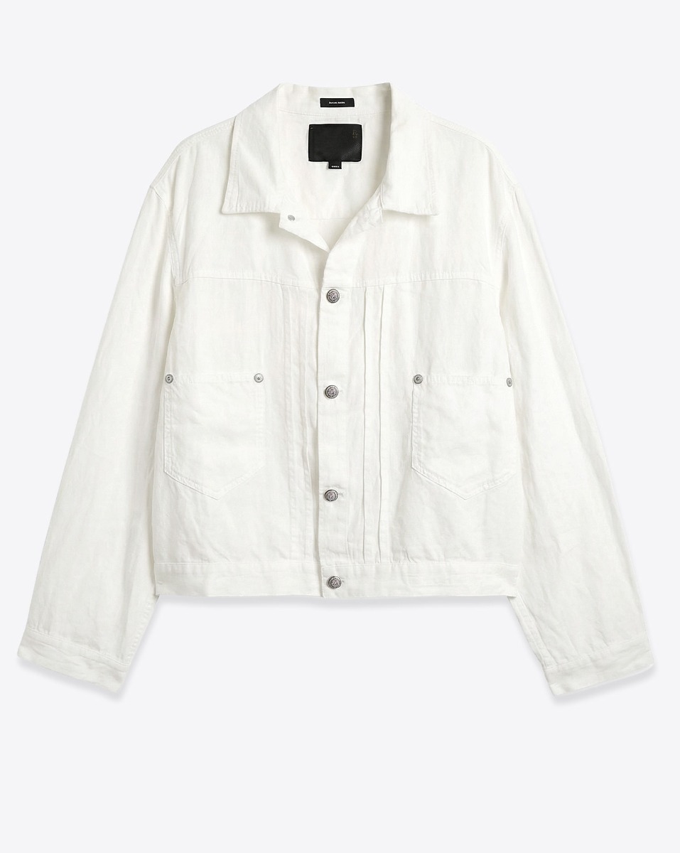 R13 Veste Trucker Relaxed Pleated – Blanc